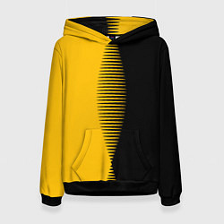 Толстовка-худи женская Чёрно-жёлтый пополам с переходом, цвет: 3D-черный