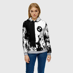 Толстовка-худи женская BMW black fire, цвет: 3D-меланж — фото 2