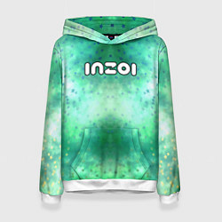 Женская толстовка Inzoi белый логотип на зеленом фоне