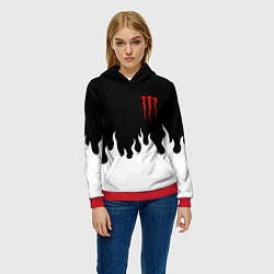 Толстовка-худи женская Monster energy red logo, цвет: 3D-красный — фото 2