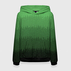Толстовка-худи женская Зеленый градиент текстурные полосы, цвет: 3D-черный