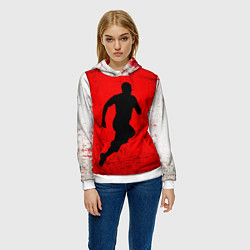 Толстовка-худи женская Спринтер на красно белом, цвет: 3D-белый — фото 2