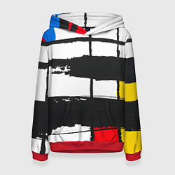 Толстовка-худи женская В стиле пита мондриана, цвет: 3D-красный