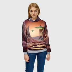 Толстовка-худи женская Фантастический инопланетный город, цвет: 3D-меланж — фото 2
