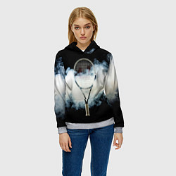 Толстовка-худи женская Теннисная ракетка в дыму, цвет: 3D-меланж — фото 2