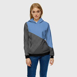 Толстовка-худи женская Сине-серый геометричный, цвет: 3D-черный — фото 2