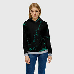 Толстовка-худи женская Color black turquoise, цвет: 3D-меланж — фото 2