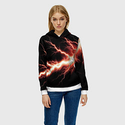 Толстовка-худи женская Lightning red, цвет: 3D-белый — фото 2
