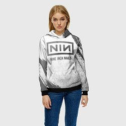 Толстовка-худи женская Nine Inch Nails - white gradient, цвет: 3D-черный — фото 2