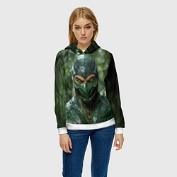 Толстовка-худи женская Рептилия с зелеными глазами, цвет: 3D-белый — фото 2