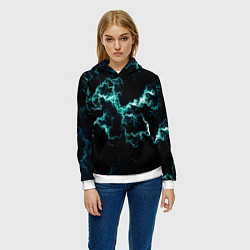 Толстовка-худи женская Lightning light blue glow, цвет: 3D-белый — фото 2