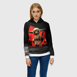 Толстовка-худи женская Меленький Йода, цвет: 3D-белый — фото 2