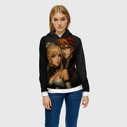 Толстовка-худи женская Люмин и Тарталья реализм любовь, цвет: 3D-белый — фото 2