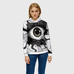 Толстовка-худи женская Глаз и щупальца - психоделика, цвет: 3D-белый — фото 2