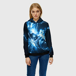Толстовка-худи женская Бело-синяя туманность, цвет: 3D-черный — фото 2