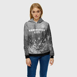 Толстовка-худи женская Manchester City - grey gradient посередине, цвет: 3D-черный — фото 2