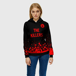 Толстовка-худи женская The Killers - red gradient посередине, цвет: 3D-черный — фото 2
