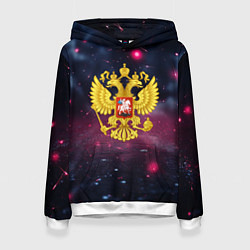 Женская толстовка Герб России и фиолетовое свечение