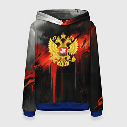 Женская толстовка Герб России - красная краска на черном