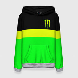 Толстовка-худи женская Monster energy полосы, цвет: 3D-меланж