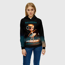 Толстовка-худи женская Балерина капучина, итальянские мемы, цвет: 3D-черный — фото 2