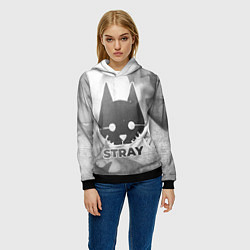 Толстовка-худи женская Stray - white gradient, цвет: 3D-черный — фото 2