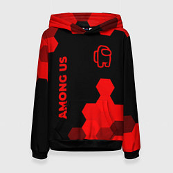 Толстовка-худи женская Among Us - red gradient вертикально, цвет: 3D-черный