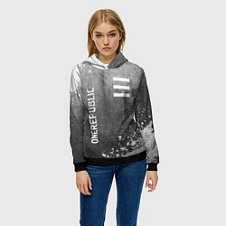 Толстовка-худи женская OneRepublic - grey gradient вертикально, цвет: 3D-черный — фото 2