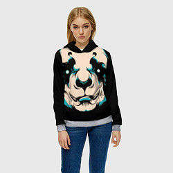 Толстовка-худи женская Взгляд панды, цвет: 3D-меланж — фото 2