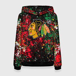 Толстовка-худи женская Chicago Blackhawks NHL black, цвет: 3D-черный