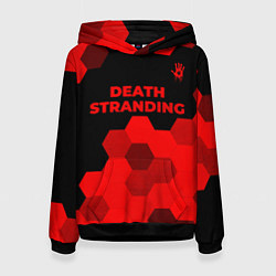 Толстовка-худи женская Death Stranding - red gradient посередине, цвет: 3D-черный