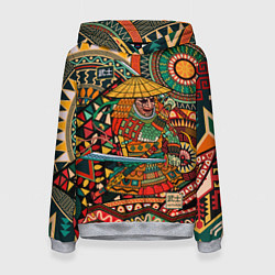 Толстовка-худи женская Цветной самурай, цвет: 3D-меланж
