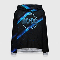 Толстовка-худи женская ACDC черно-синяя текстура, цвет: 3D-меланж