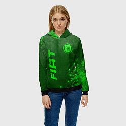 Толстовка-худи женская Fiat - green gradient вертикально, цвет: 3D-черный — фото 2