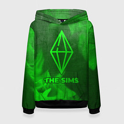 Толстовка-худи женская The Sims - green gradient, цвет: 3D-черный