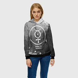 Толстовка-худи женская Marilyn Manson - grey gradient, цвет: 3D-черный — фото 2