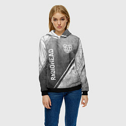 Толстовка-худи женская Radiohead - grey gradient вертикально, цвет: 3D-черный — фото 2