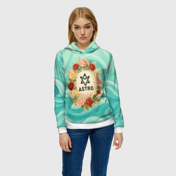 Толстовка-худи женская Astro винтажный логотип с цветами, цвет: 3D-белый — фото 2