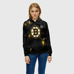 Толстовка-худи женская Бостон Брюинз - плиты с подсветкой, цвет: 3D-черный — фото 2