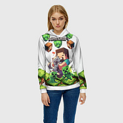 Толстовка-худи женская World of minecraft, цвет: 3D-белый — фото 2