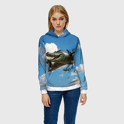 Толстовка-худи женская Бомбардиро крокодило, цвет: 3D-белый — фото 2