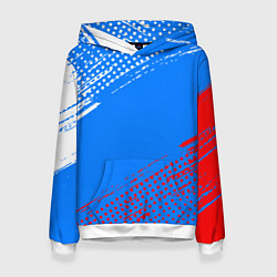 Толстовка-худи женская Патриот - флаг, цвет: 3D-белый
