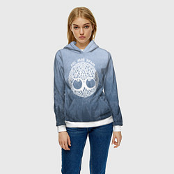 Толстовка-худи женская Лес мой храм древо миров - кельтское тату, цвет: 3D-белый — фото 2