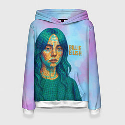 Толстовка-худи женская Билли Айлиш из мозаики, цвет: 3D-белый