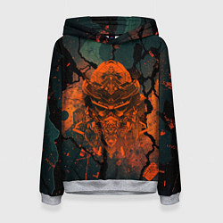 Толстовка-худи женская Шлем кибернетического самурая, цвет: 3D-меланж