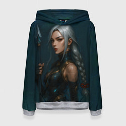 Толстовка-худи женская Девушка с копьем китайский стиль, цвет: 3D-меланж