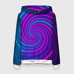 Толстовка-худи женская Сине-фиолетовая спираль, цвет: 3D-белый