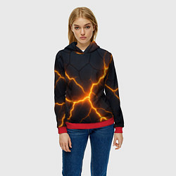 Толстовка-худи женская Молнии и черные плиты, цвет: 3D-красный — фото 2