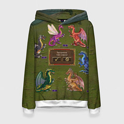 Толстовка-худи женская HOMM3 Dragons Battle 1, цвет: 3D-белый