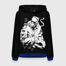 Толстовка-худи женская Скелет с кружкой, цвет: 3D-синий